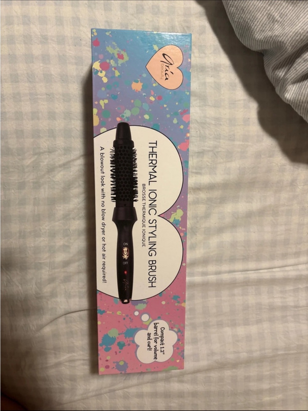 ipsy Thermal Ionic Styling Brush in Black with Pink/Blue Art